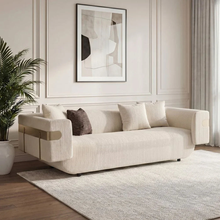 Dravena 3 Seater Fabric Sofa - Beige