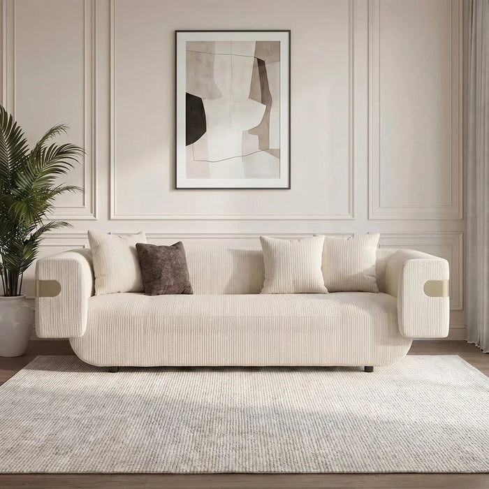 Dravena 3 Seater Fabric Sofa - Beige