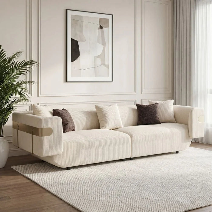 Dravena 4 Seater Fabric Sofa - Beige