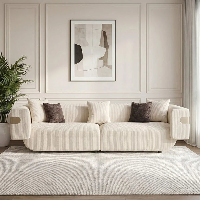 Dravena 4 Seater Fabric Sofa - Beige
