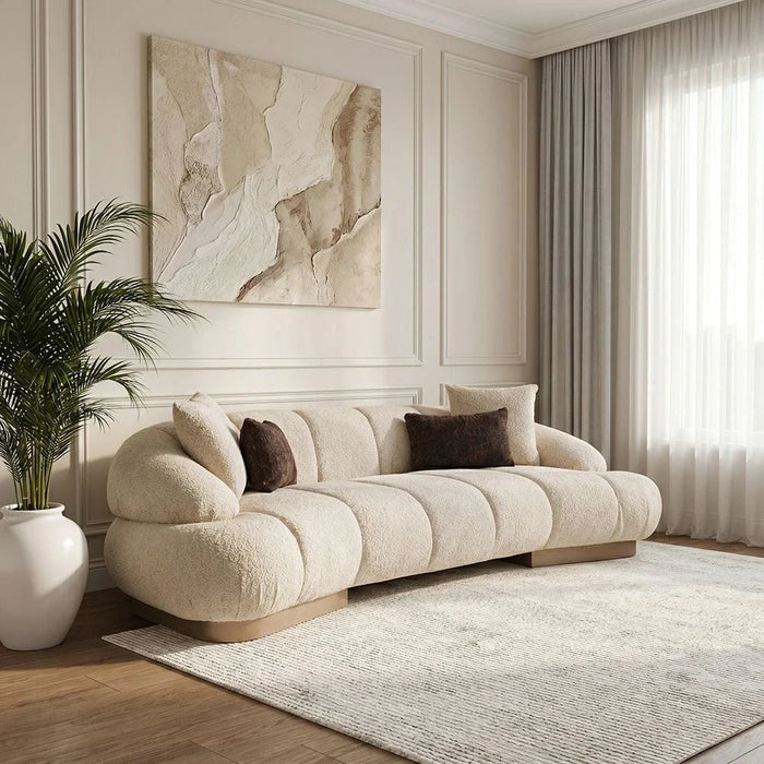 Demaris 3 Seater Fabric Sofa - Light Brown