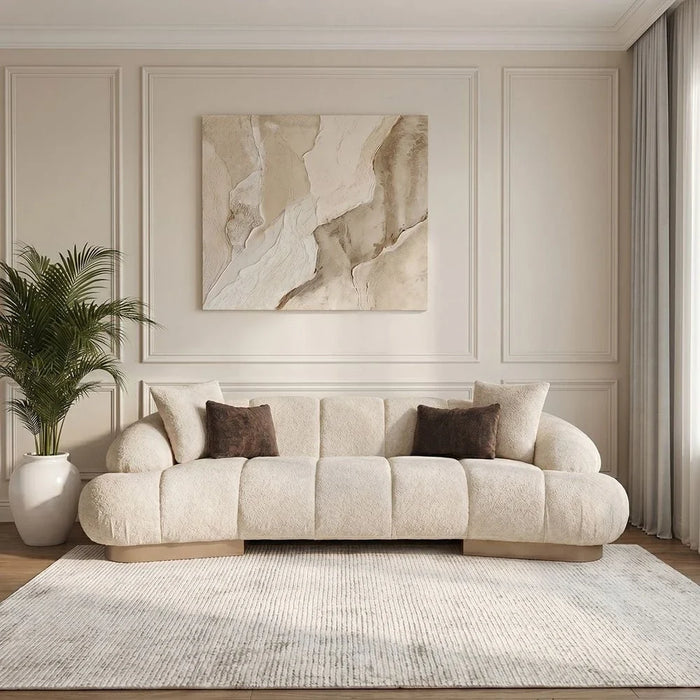 Demaris 3 Seater Fabric Sofa - Light Brown