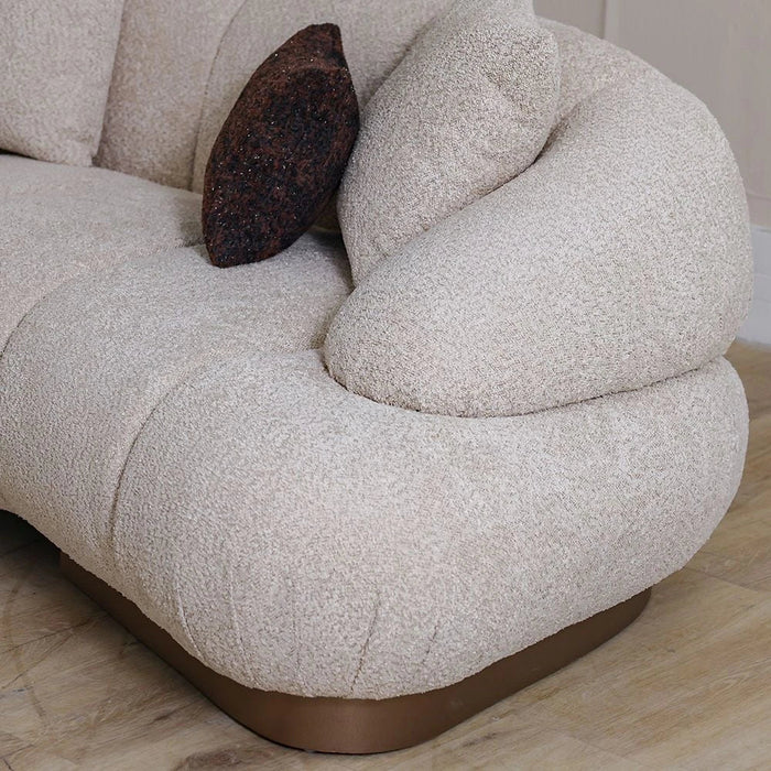 Demaris 3 Seater Fabric Sofa - Light Brown