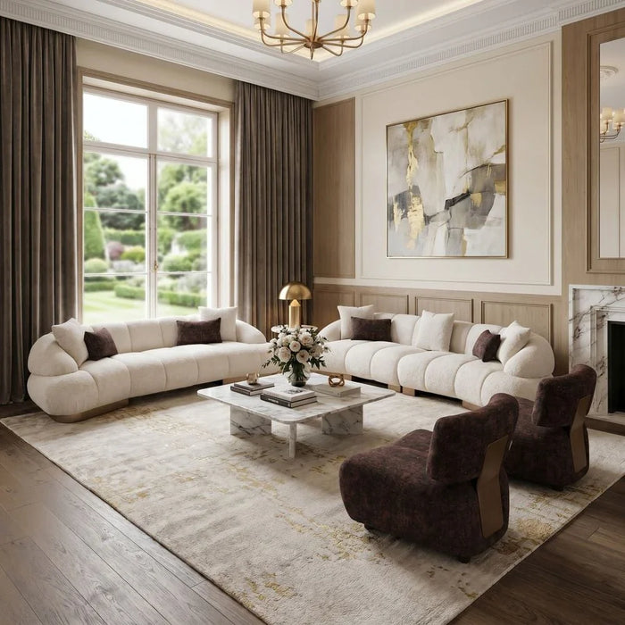 Demaris 3 Seater Fabric Sofa - Light Brown