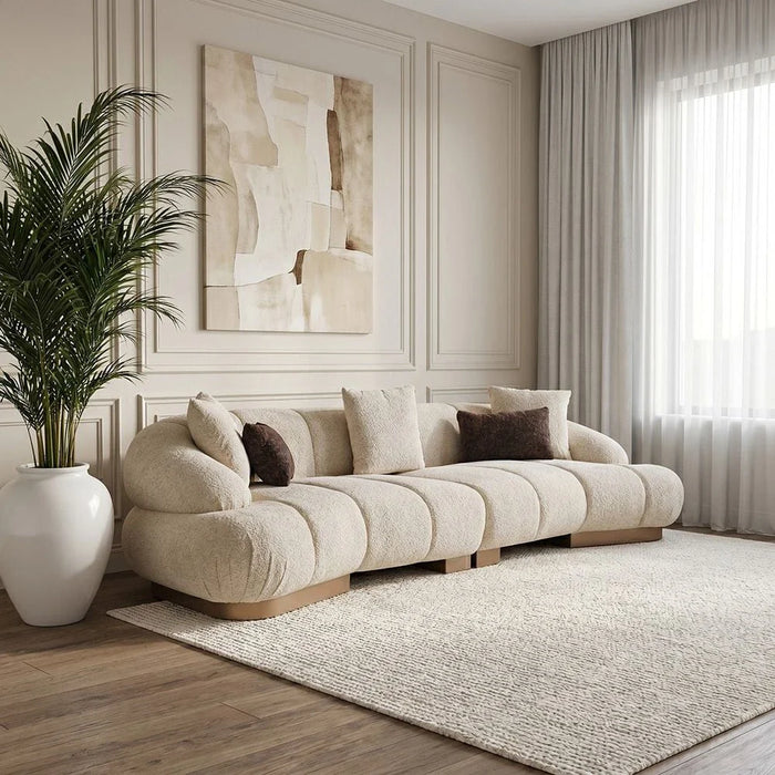 Demaris 4-Seater Fabric Sofa - Light Brown - With 2-Year Warranty