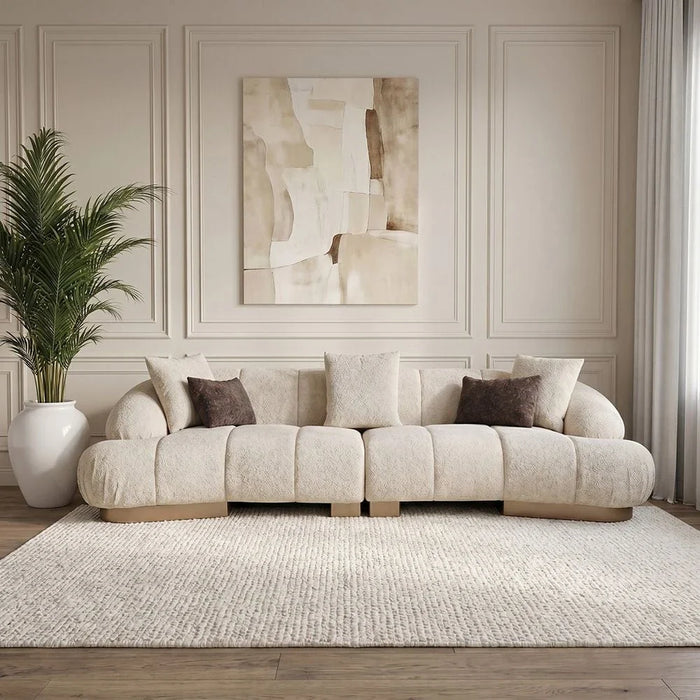 Demaris 4-Seater Fabric Sofa - Light Brown - With 2-Year Warranty