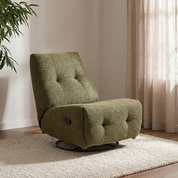 Kenna Fabric Recliner With Glider + Swivel - Green