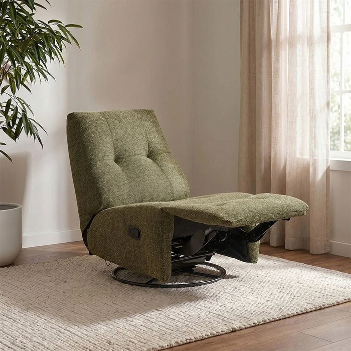 Kenna Fabric Recliner With Glider + Swivel - Green
