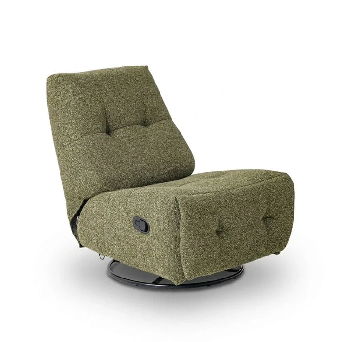 Kenna Fabric Recliner With Glider + Swivel - Green