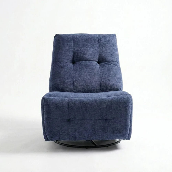 Kenna Fabric Recliner With Glider + Swivel - Navy