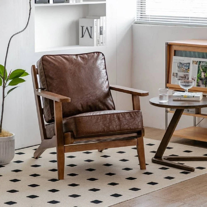 Keaton 1 Seater Fabric  Wooden Chair - Rust