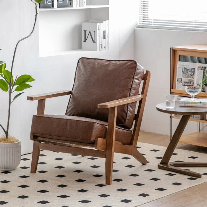Keaton 1 Seater Fabric  Wooden Chair - Rust