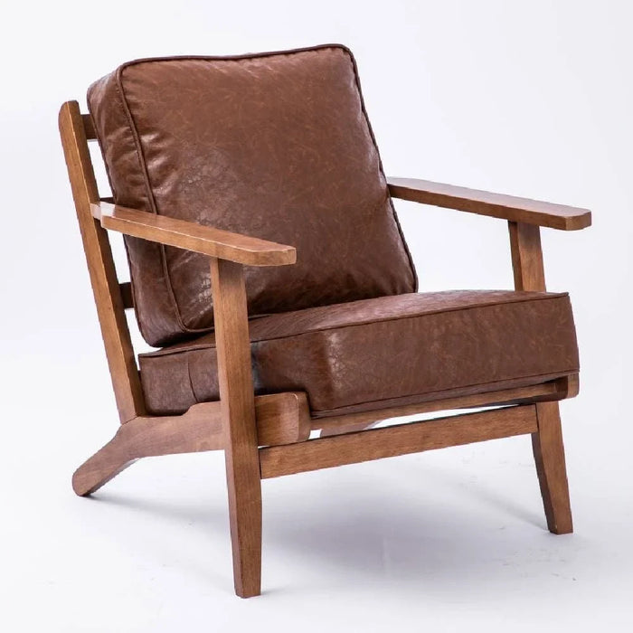 Keaton 1 Seater Fabric  Wooden Chair - Rust