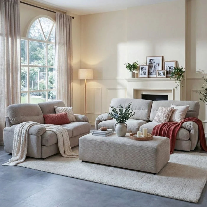 Fred 2-Seater Fabric Sofa - Light Brown - With 2-Year Warranty
