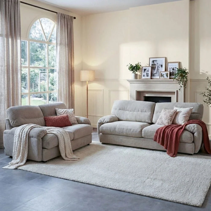 Fred 2-Seater Fabric Sofa - Light Brown - With 2-Year Warranty