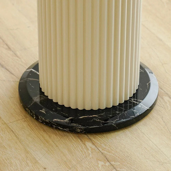 Krisalis Round End Table - Beige/Black - With 2-Year Warranty