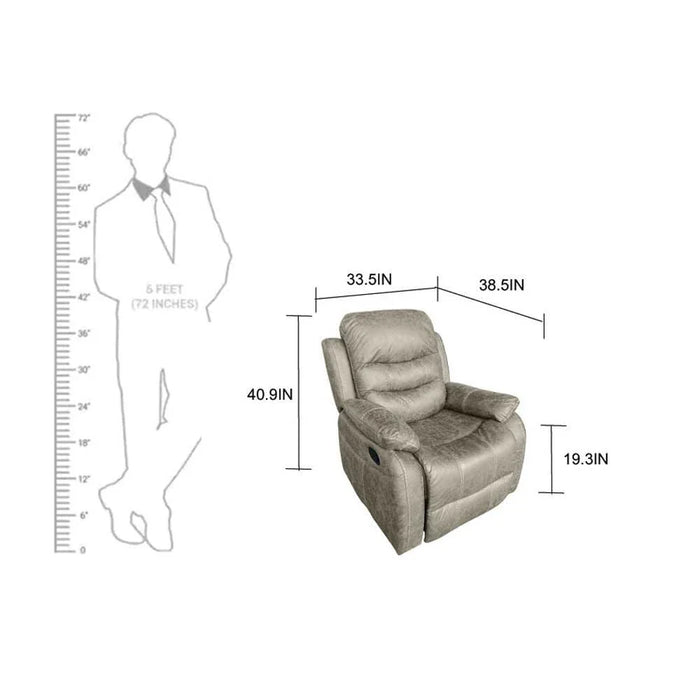 Adric 1 Seater Airleather Manual Recliner-Light Brown