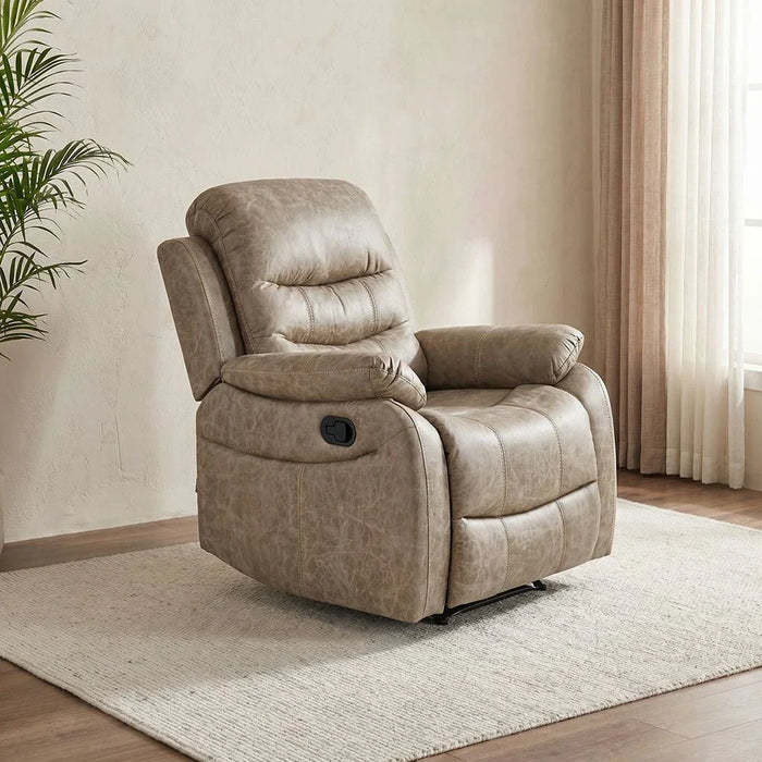 Adric 1 Seater Airleather Manual Recliner-Light Brown
