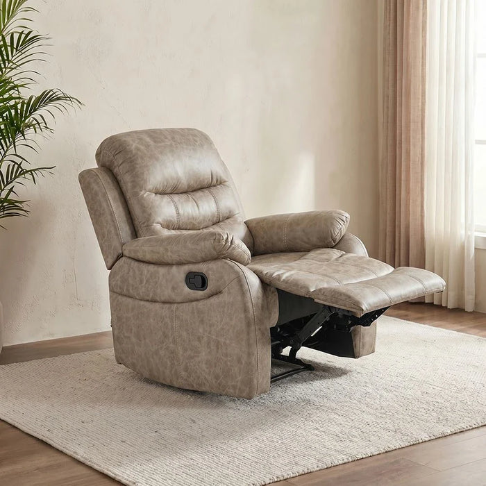 Adric 1 Seater Airleather Manual Recliner-Light Brown