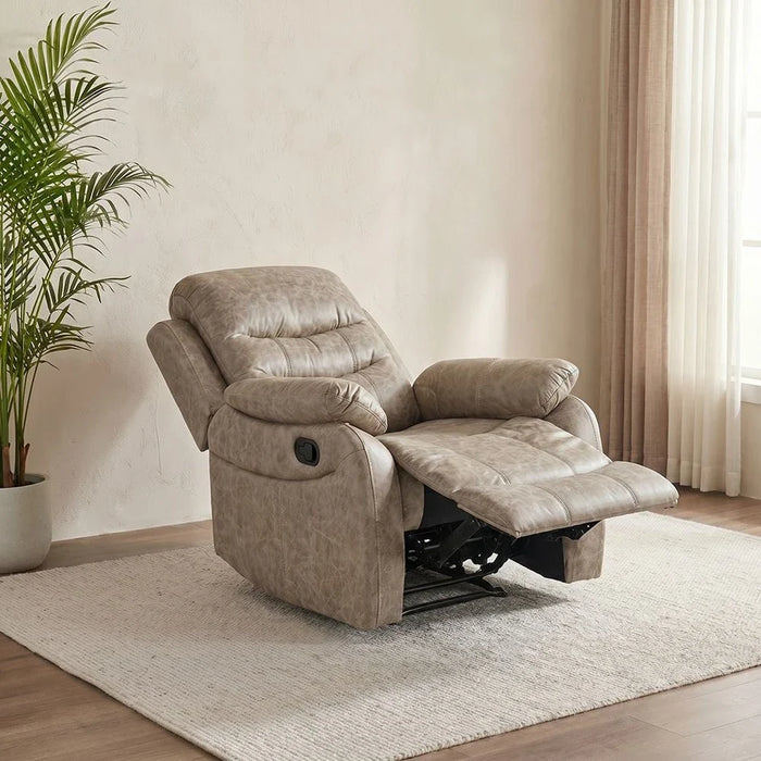 Adric 1 Seater Airleather Manual Recliner-Light Brown