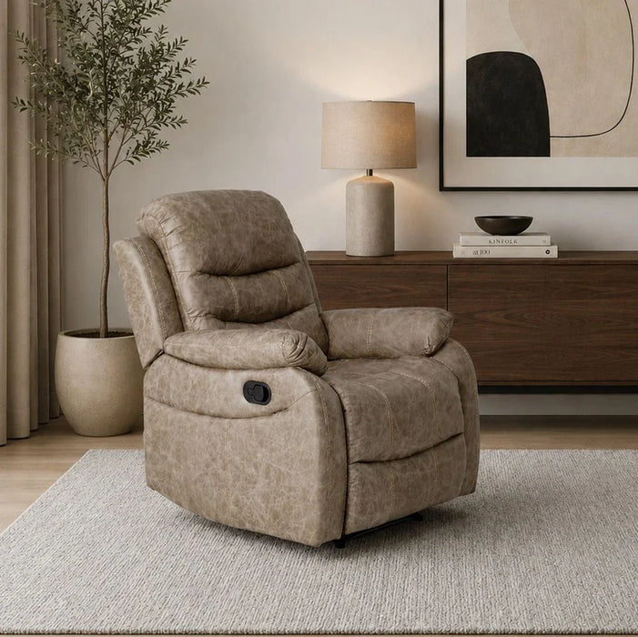 Adric 1 Seater Airleather Manual Recliner-Light Brown
