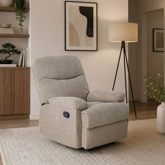 V2 Benedict 1 Seater Fabric Recliner-Light Brown