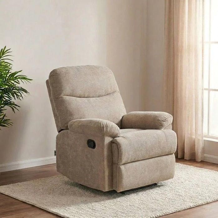 V2 Benedict 1 Seater Fabric Recliner-Light Brown