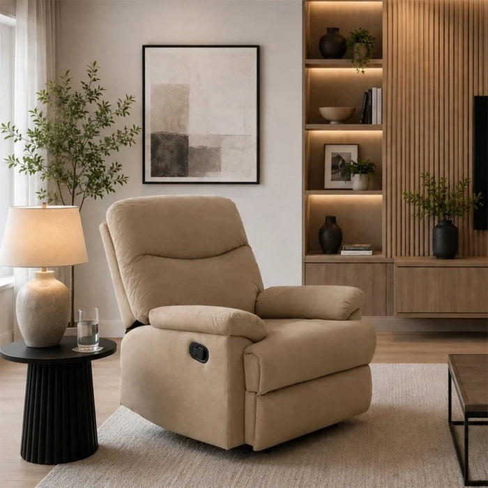 Benedict 1-Seater Fabric Recliner-Mocha