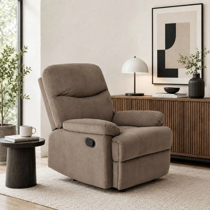 V2 Benedict 1 Seater Fabric Recliner-Chocolate