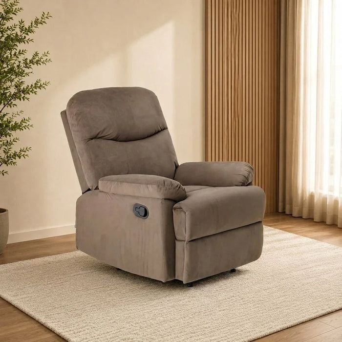 V2 Benedict 1 Seater Fabric Recliner-Chocolate