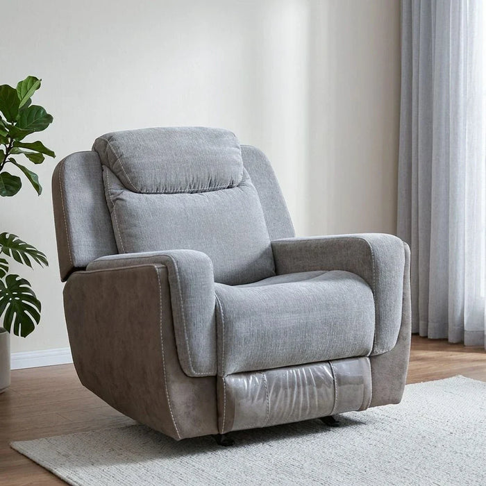 Brixx 1-Seater Fabric Recliner with Glider - Light Brown - With 2-Year Warranty