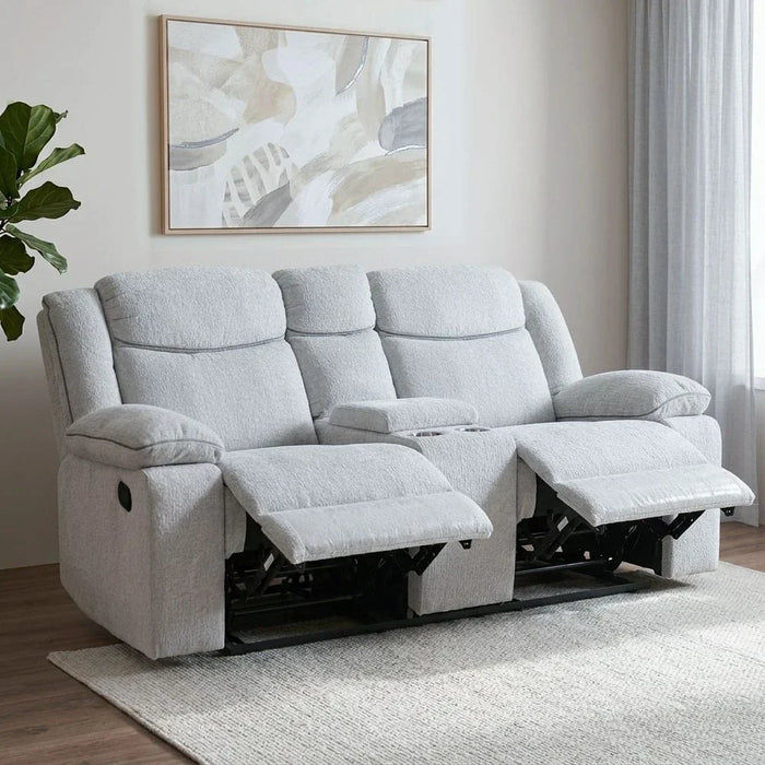 Sawyer 2-Seater Fabric Recliner with Cup Holder - Light Grey - With 2-Year Warranty