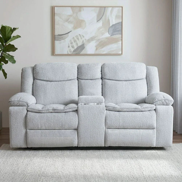 Sawyer 2-Seater Fabric Recliner with Cup Holder - Light Grey - With 2-Year Warranty