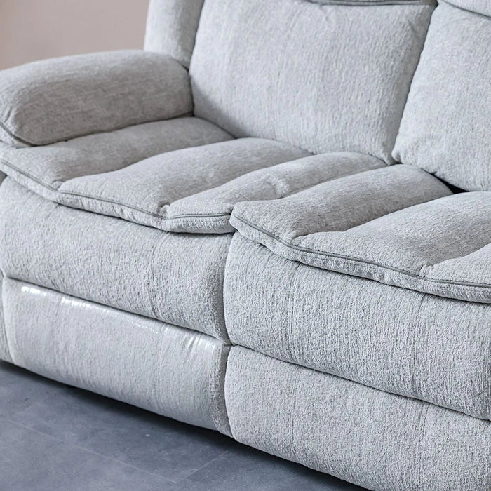 Sawyer 2-Seater Fabric Recliner with Cup Holder - Light Grey - With 2-Year Warranty