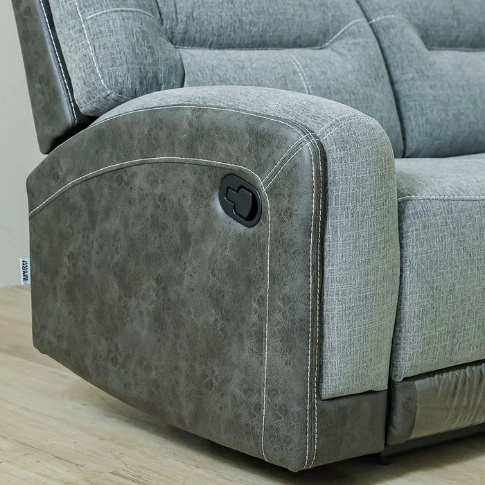 Holden 3-Seater Fabric Recliner - Grey - With 2-Year Warranty