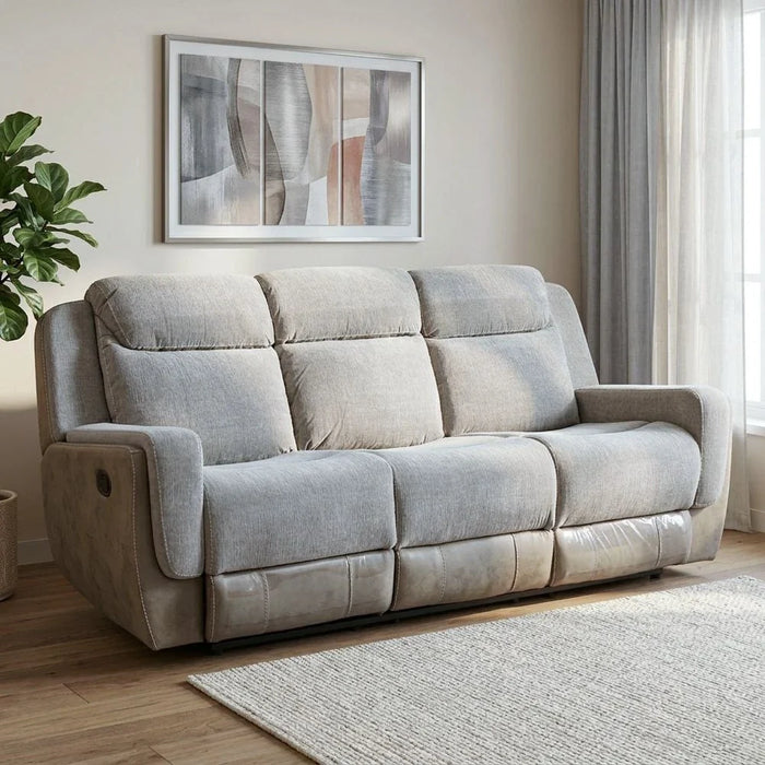 Brixx 3-Seater Fabric Recliner - Light Brown - With 2-Year Warranty