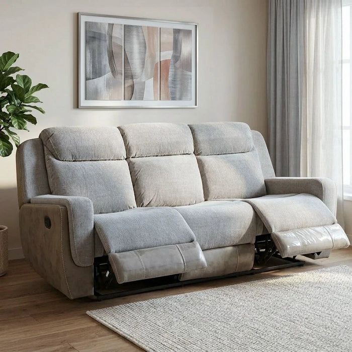 Brixx 3-Seater Fabric Recliner - Light Brown - With 2-Year Warranty
