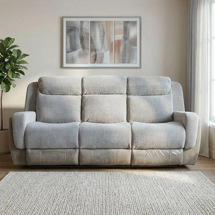 Brixx 3-Seater Fabric Recliner - Light Brown - With 2-Year Warranty
