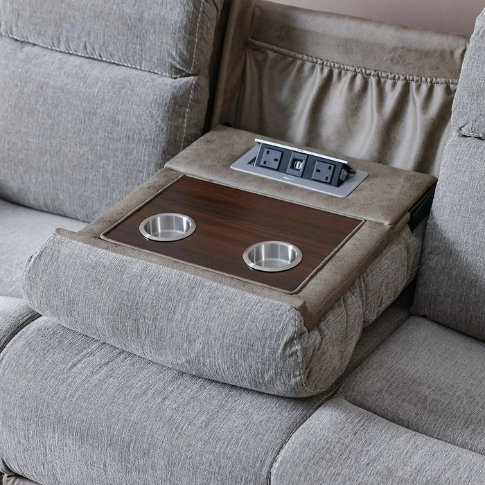 Brixx 3-Seater Fabric Recliner - Light Brown - With 2-Year Warranty
