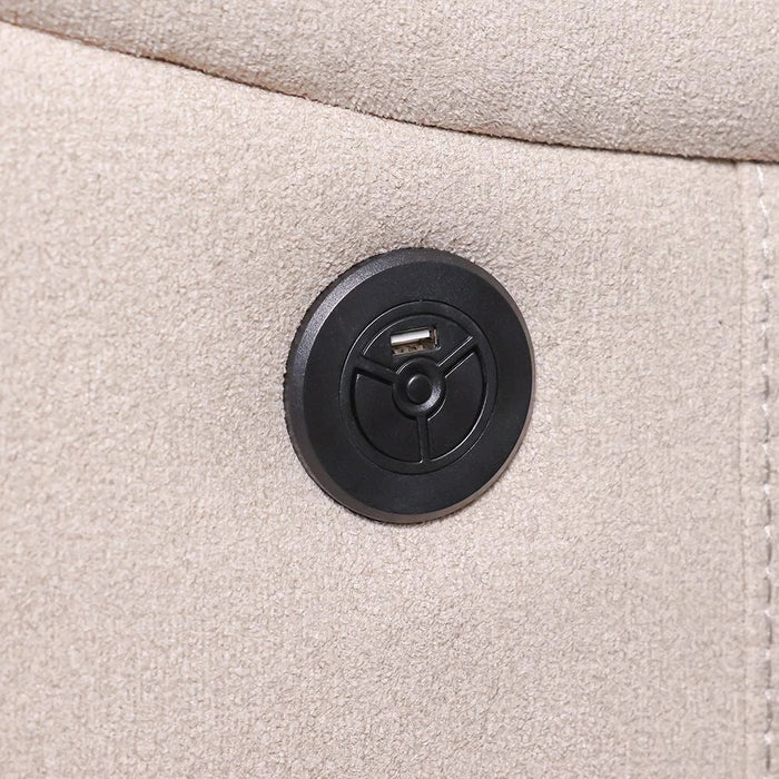 Paladin 2-Seater Fabric Recliner with LED & Cup Holder - Beige - With 2-Year Warranty