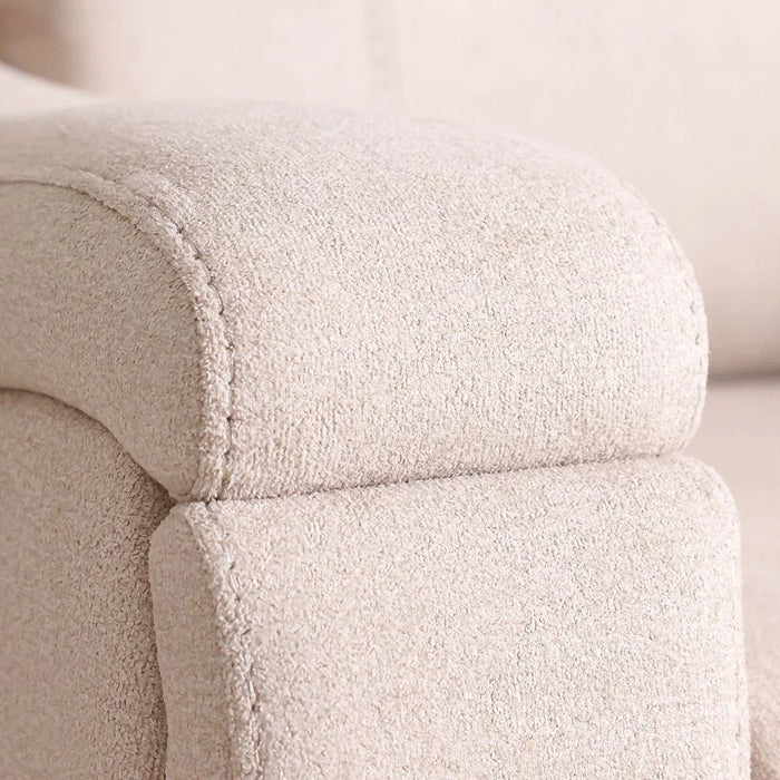 Paladin 2-Seater Fabric Recliner with LED & Cup Holder - Beige - With 2-Year Warranty