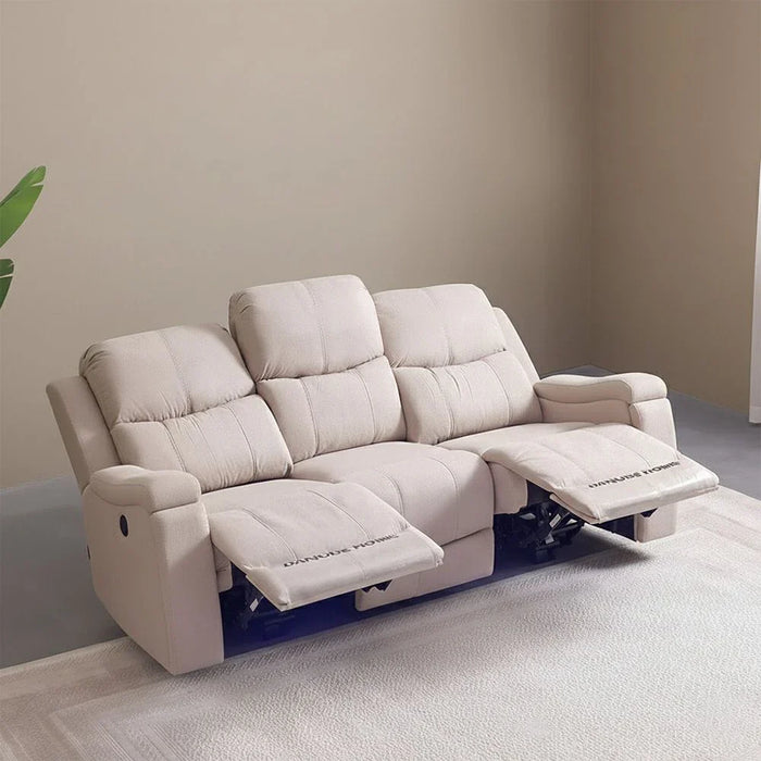 Paladin 3 Seater Fabric Recliner With Led & Cup Holder-Beige
