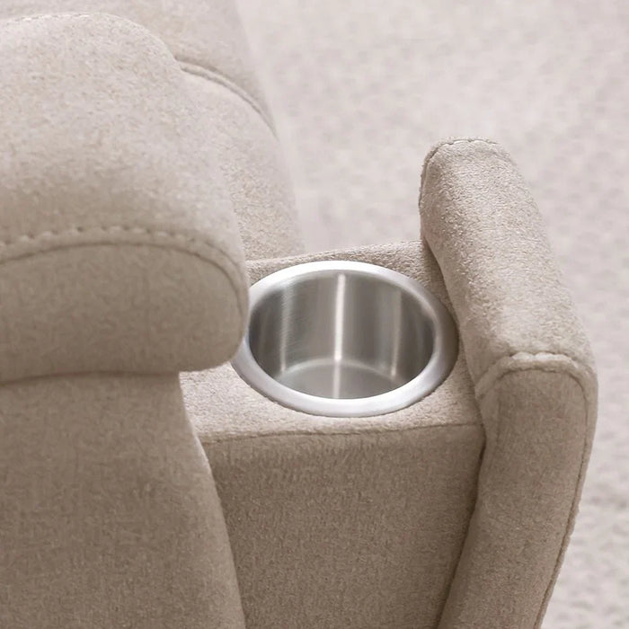 Paladin 3 Seater Fabric Recliner With Led & Cup Holder-Beige