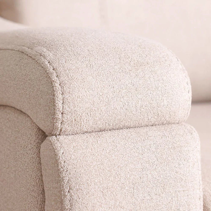 Paladin 3 Seater Fabric Recliner With Led & Cup Holder-Beige