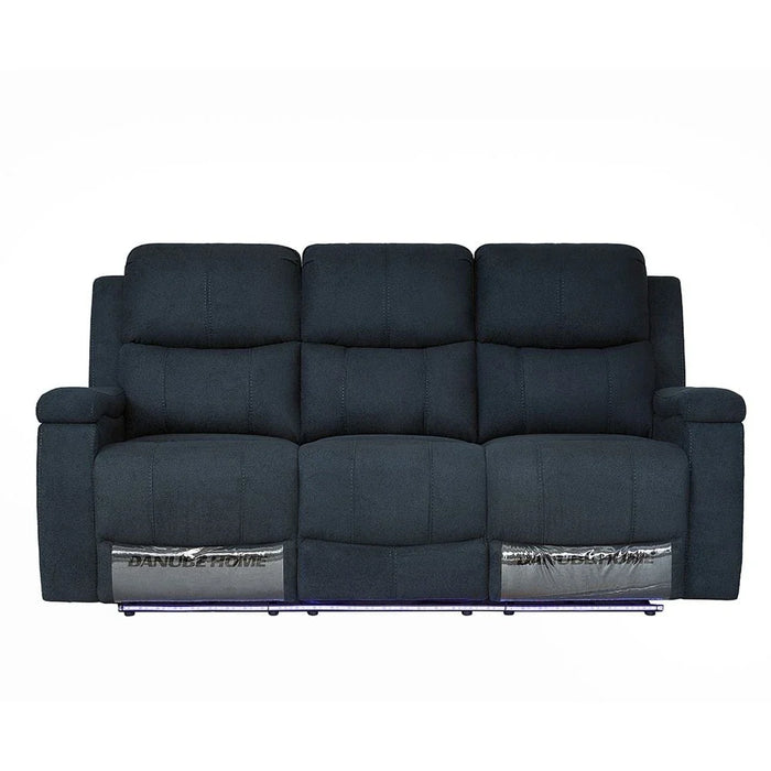Paladin 3-Seater Fabric Recliner with LED & Cup Holder - Blue - With 2-Year Warranty