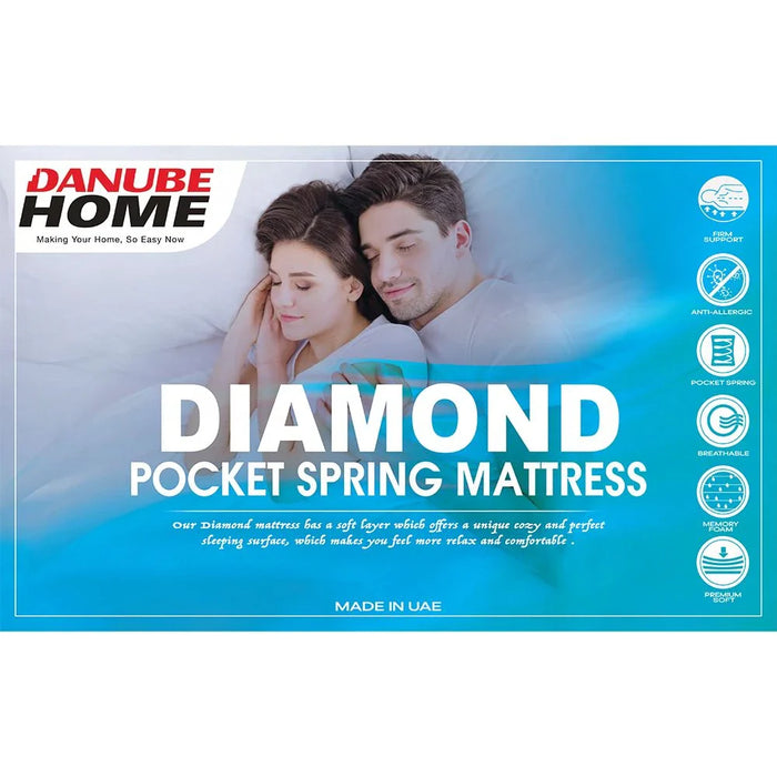 Diamond Pocket Spring & Memory Foam Single Mattress - 90x190x27 cm - With 10-Year Warranty