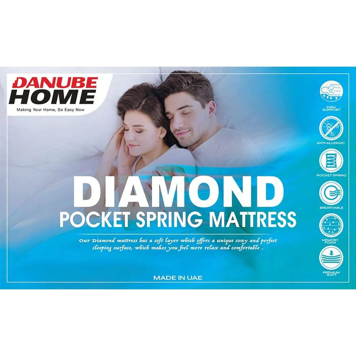Diamond Pocket Spring & Memory Foam Medium Soft Queen Mattress-150x200x27 cm-With 10-Year Warranty