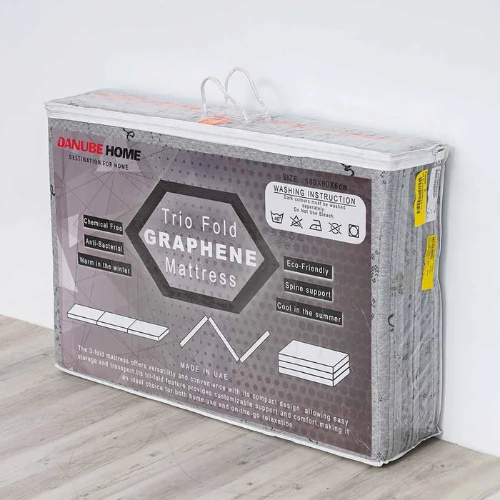 Houston Tri-Fold Single Mattress-180x90x6 cm- Graphene