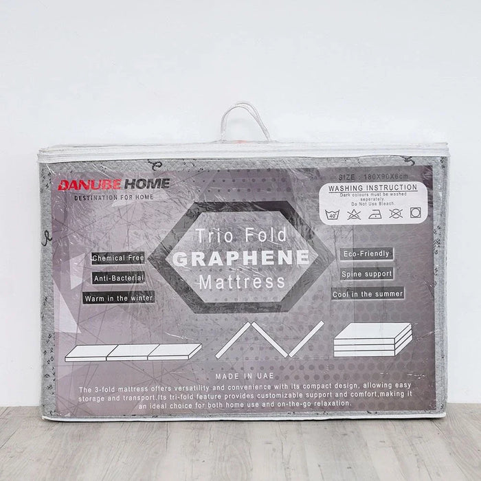 Houston Tri-Fold Single Mattress-180x90x6 cm- Graphene