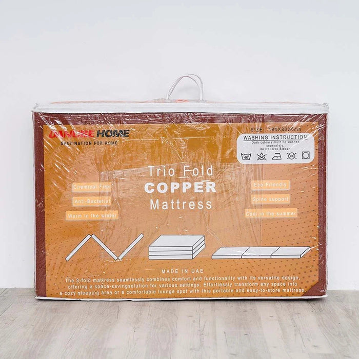 Houston Tri-Fold Single Mattress-180x90x6 cm-Copper